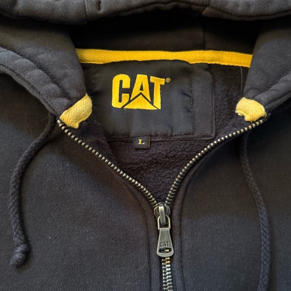 90’s CAT Construction Vintage Quarter Zip Hooded Sweatshirt - Picture 3 of 13